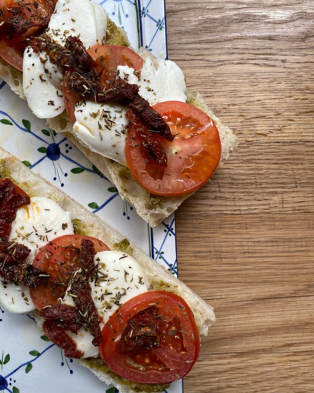 Caprese toast with tomato and mozzarella