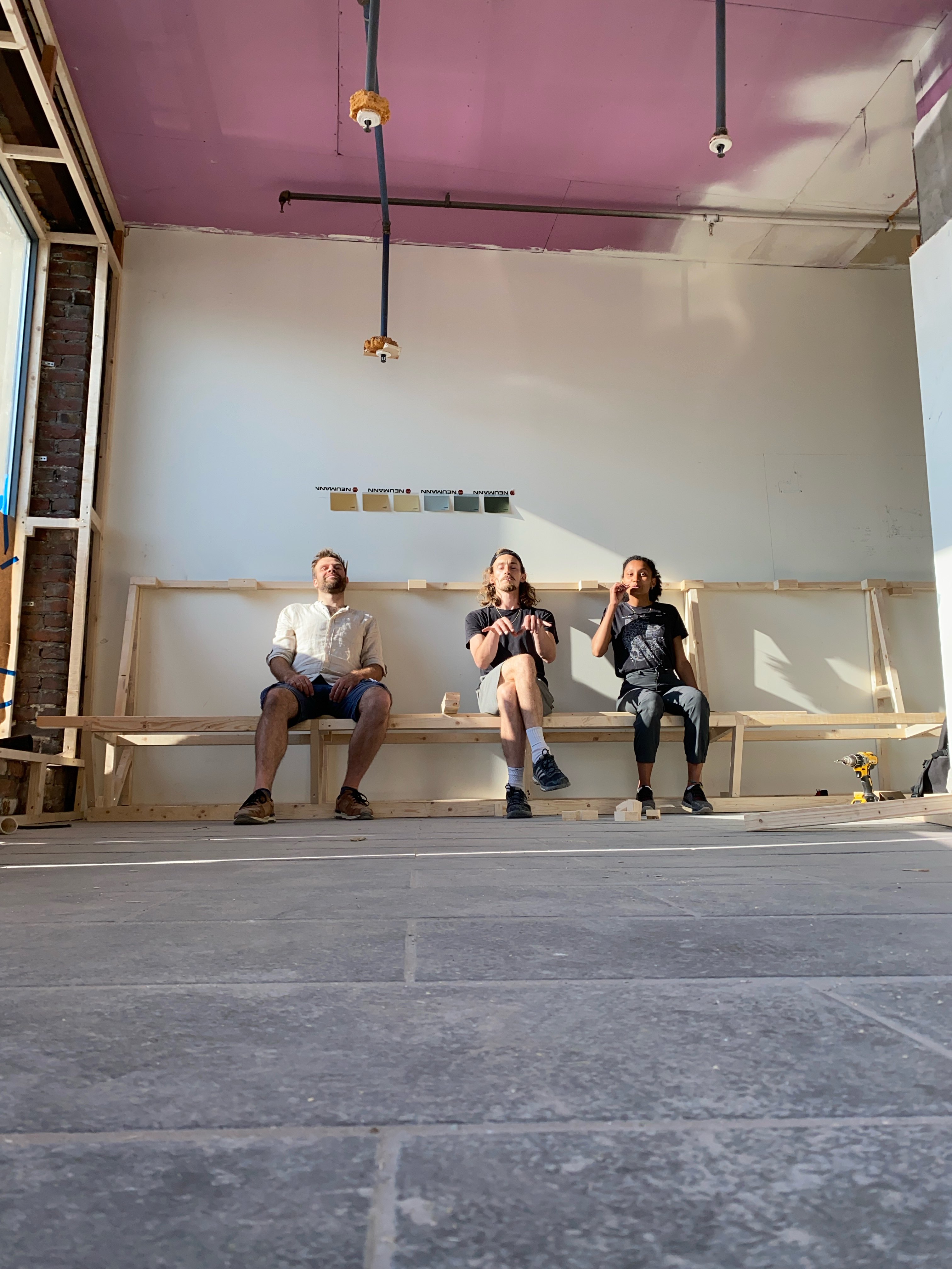 The team planning the cafe renovation